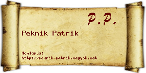 Peknik Patrik névjegykártya